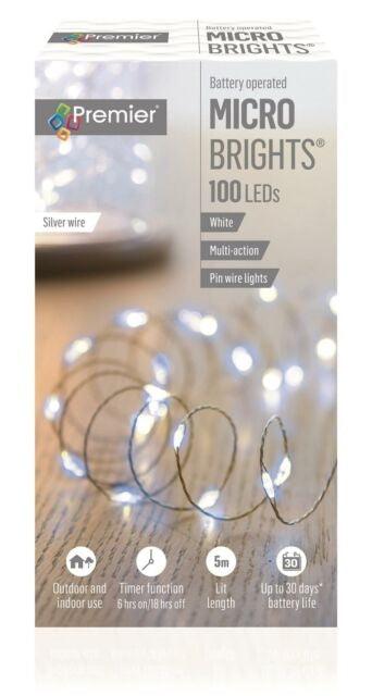 100 LED Micro Brights 5M Lit Length Lights White