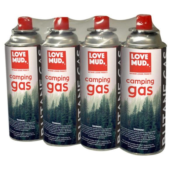 Love Mud 227g Butane Gas Canisters for Camping Stoves & Heaters - Pack of 4