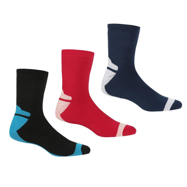 Regatta Women's 3 Pair Outdoor Lifestyle Socks - Assorted