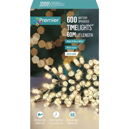 Premier 600 White & Warm White LED Lights - Battery Operated