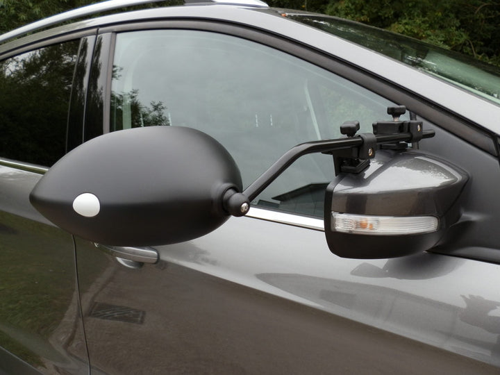 The Milenco Aero 4 Towing Mirrors Installed on a Car Mirror