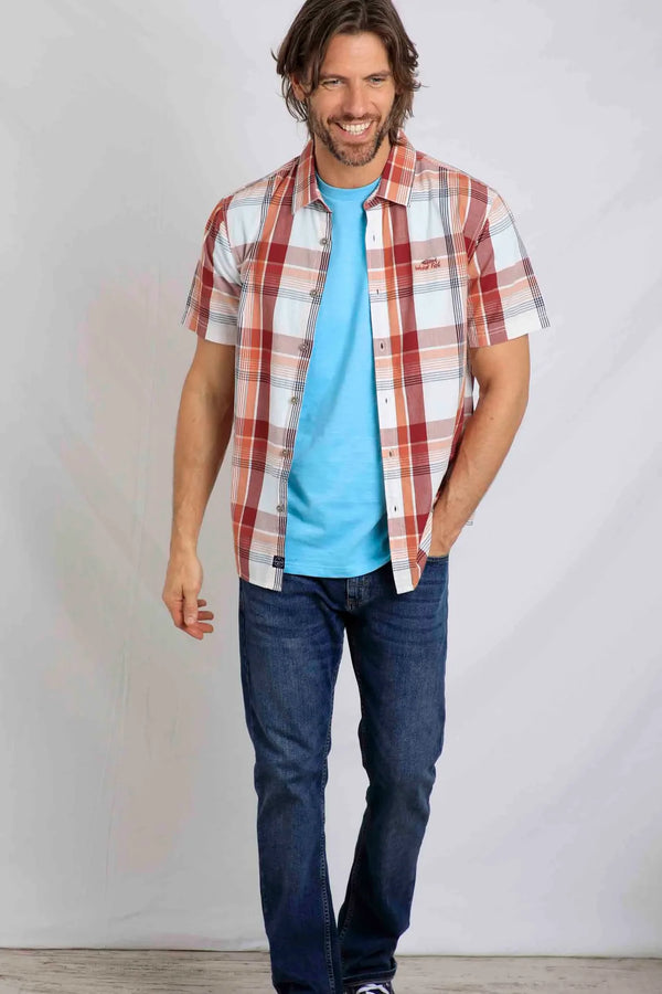 Weird Fish Men's Judd Short Sleeve Check Shirt - Chilli Red