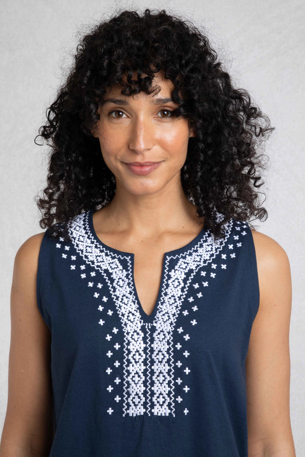 Weird Fish  Women's Tirtha Vest Top - Navy