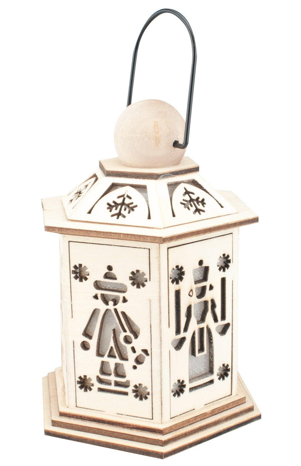 14cm LED Wooden Christmas Lantern - Angel & Miner