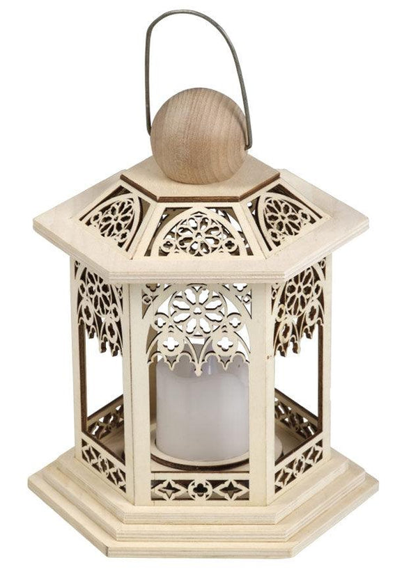 14cm LED Wooden Christmas Lantern - Gothic