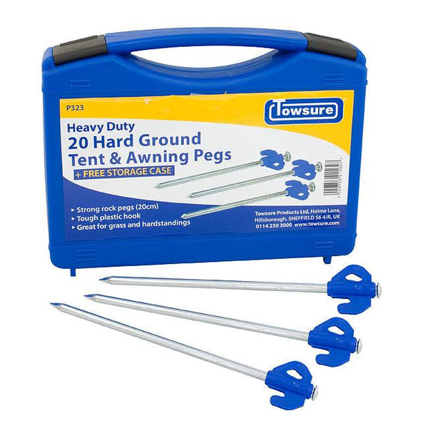 20 Heavy Duty Hard Ground Tent & Awning Pegs