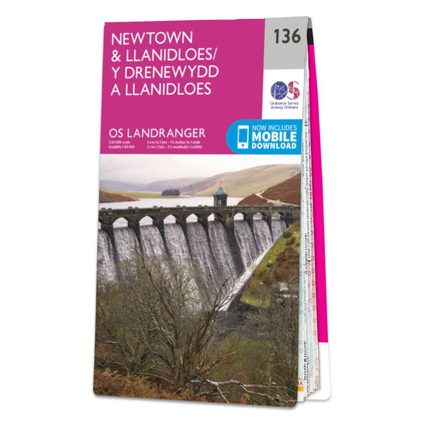 OS Landranger Map 136 Newtown & Llanidloes