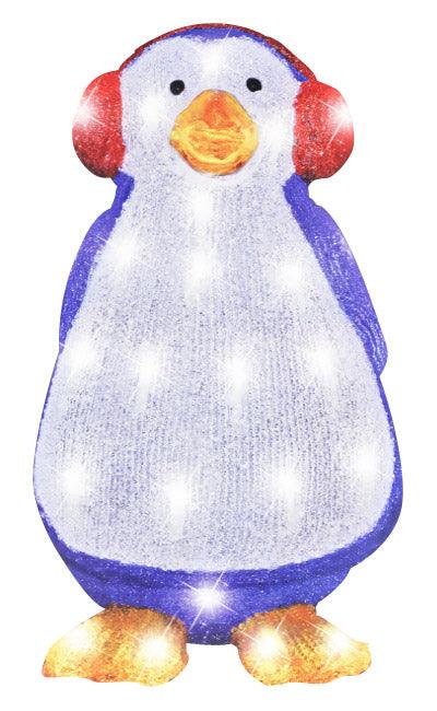 37cm Illuminated LED Penguin with Red Ear Muffs