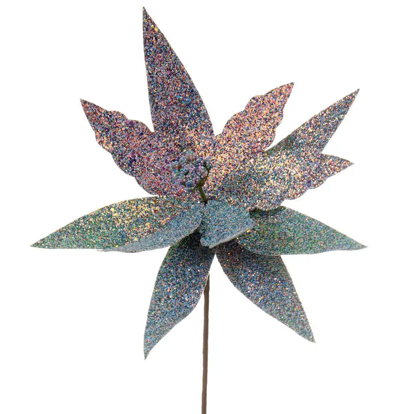 Festive 40cm Silver Holographic Poinsettia