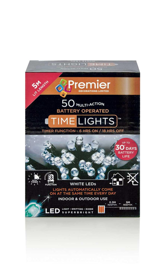 50 Battery Operated Lights With Timer Function - 5mtr - Towsure
