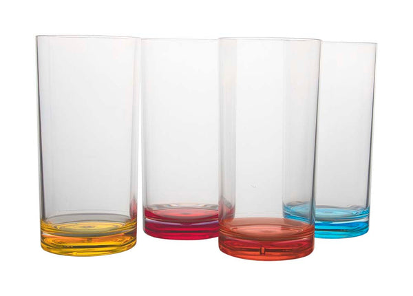 Gimex Colour Line Long Drink Acrylic Glass 480ml - Rainbow - Set of 4