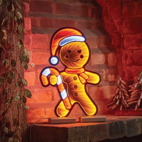 Three Kings Mr Gingerbread Infinity Illuminated Decoration - 40cm
