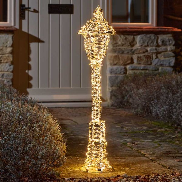 Three Kings Gold Twist Low Voltage Illuminated Christmas Lamp Post-  90cm