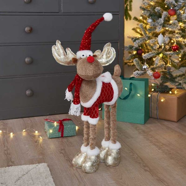 Three Kings Golden Rudolph Christmas Reindeeer Plush 91cm