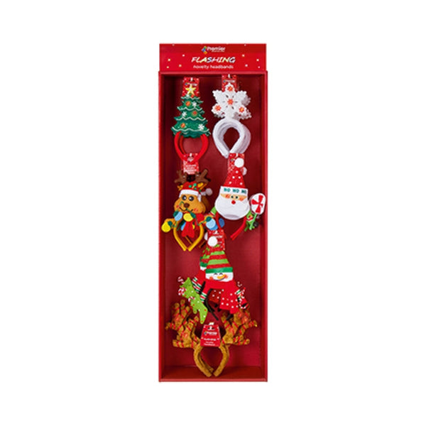 Christmas Flashing Headband - 1 of 6 Assorted Designs 33cm