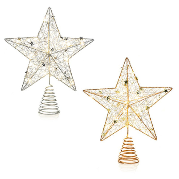 Christmas Tree Topper Star Design With LED Lights - 1 of 2 Assorted
