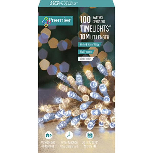 Premier 100 White & Warm White LED Lights - Battery Operated