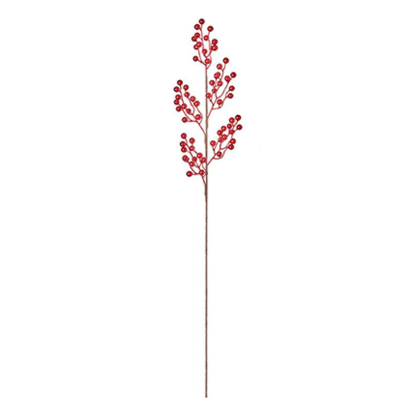 Christmas Red Metallic Berries Stem -  67cm
