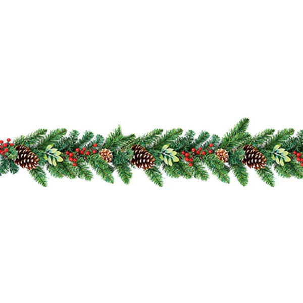 Premier Champagne Glitter Berry Garland With Pine Cones - 1.8 Metre