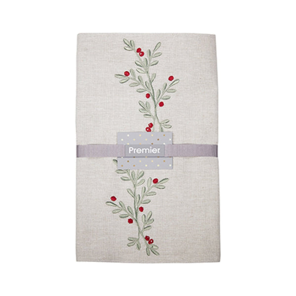 Holly Berry Embroidered Table Runner - 2 Metre