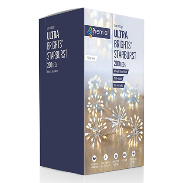 Premier Starburst 200 Stringlights - White & Warm White