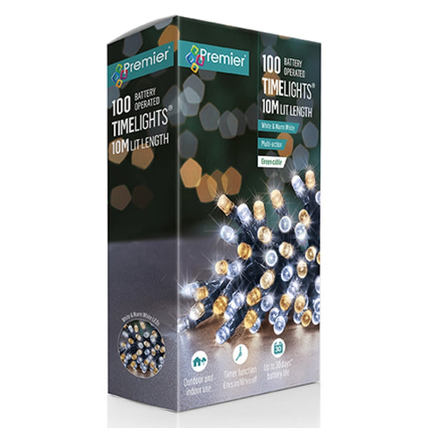 Premier 100 White & Warm White LED Lights - Battery Operated