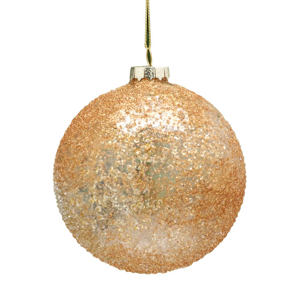 Festive 10cm Copper Sequin Glass Christmas Bauble