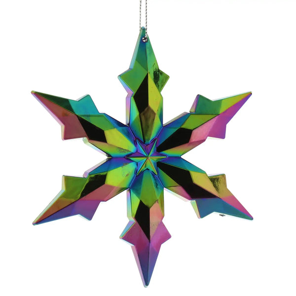 Festive 12cm Dark Iridescent Snowflake Christmas Decoration