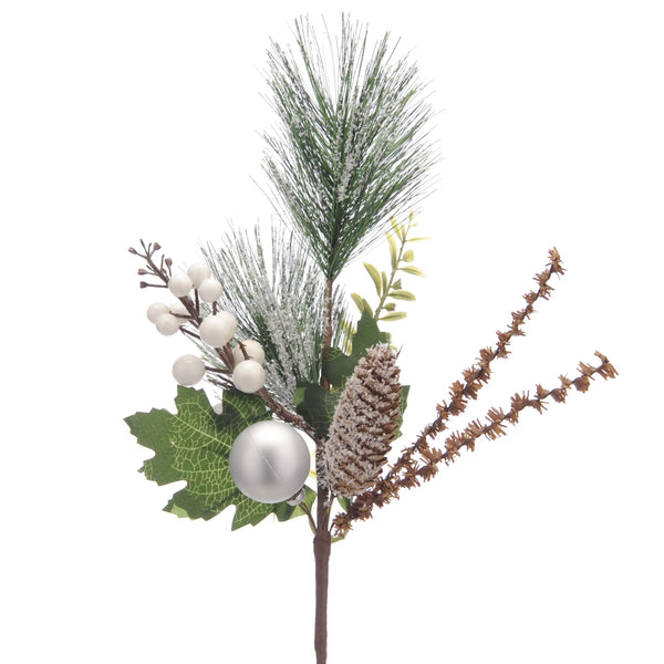 Festive 53cm Snow-Tipped Spruce White Berries Pick