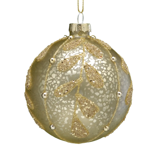 Festive 8cm Champagne Gold Glass Christmas Bauble