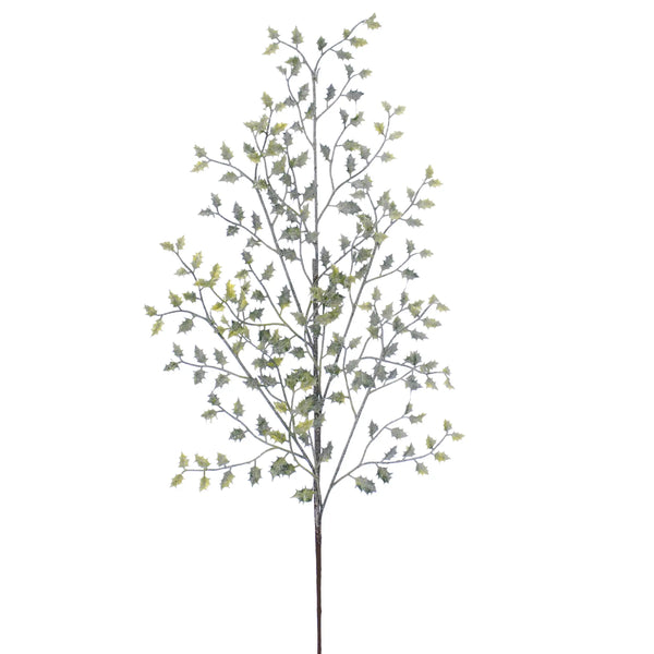 Festive 72cm Green Frosted Holly Spray