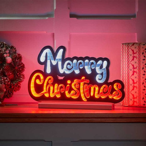 Three Kings 'Merry Christmas' Infinity Illuminated Sign - 40cm