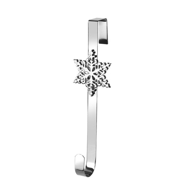 Metal Over-Door Christmas Wreath Hanger - Chrome Snowflake