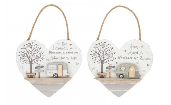 16cm Caravan Wooden hanging Heart Sign