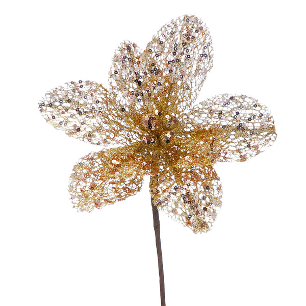 Festive 40cm Champagne Glitter Flower Stem