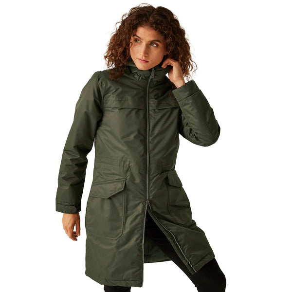 Women's Regatta Romine II Waterproof Parka Jacket - Dark Khaki Black