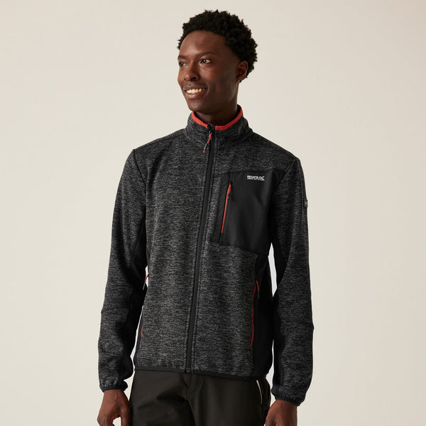 Men's Regatta Baslinn Full Zip Fleece - Black Marl Black
