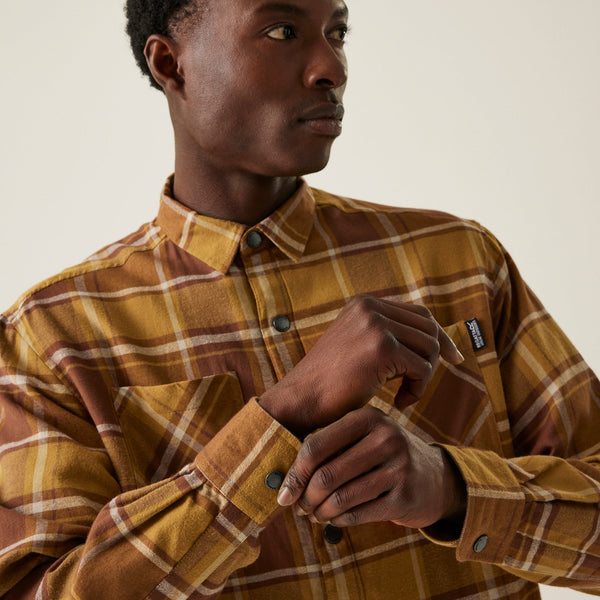 Regatta Men's Thamos Long Sleeved Checked Shirt - Cumin Bourbon Check