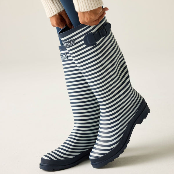 Regatta Lady Fairweather III Wellingtons - Navy Stripe