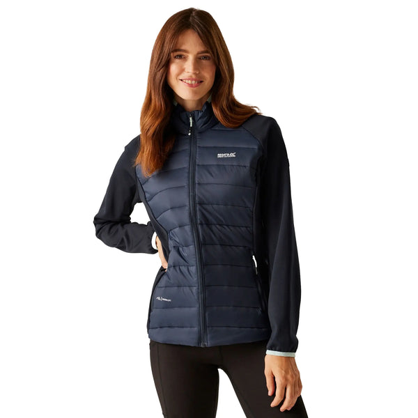 Regatta's Women's Clumber V Hybrid Jacket - Navy Icy Morn