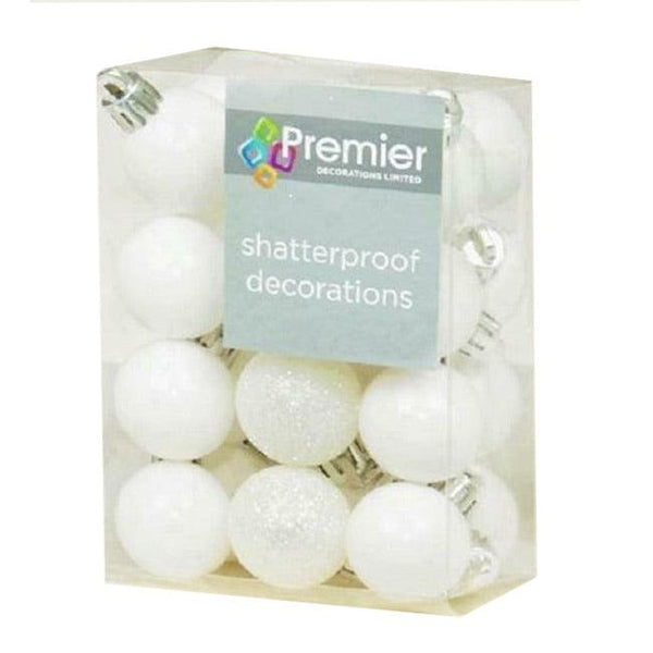 Accents 24 Multi Finish Christmas Baubles 30mm  - White