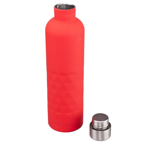 B&Co 500ml Geo Rubberised Finish Bottle Flask - Red