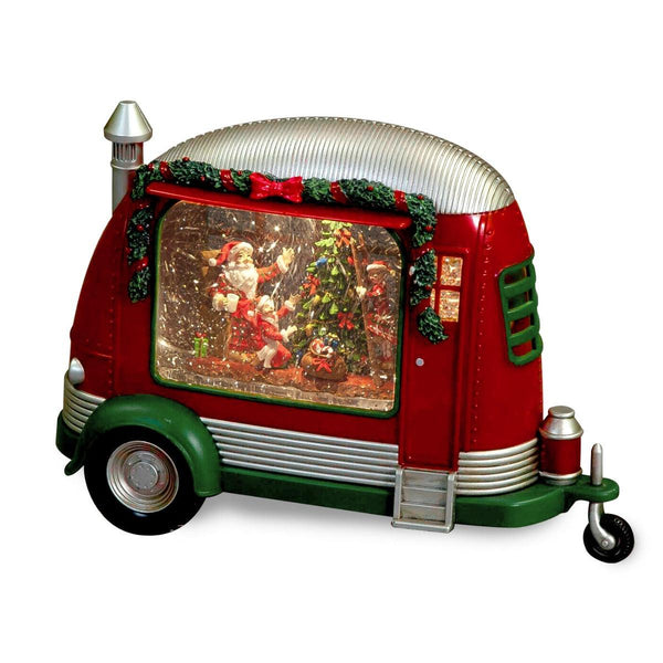 Battery Operated LED Water Spinner Caravan - Christmas Santa Scene