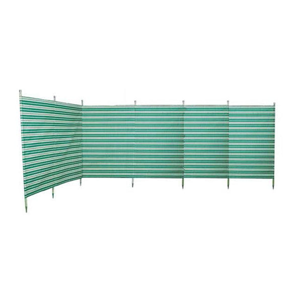 Deluxe 7 Pole Windbreak With Awning Channel Fixing - Green Striped