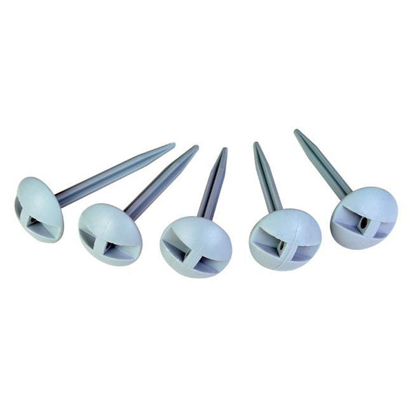 Domed Plastic Tent & Awning Groundsheet Pegs - 10 Pack