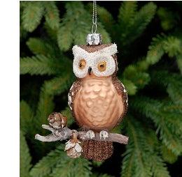 Festive 12cm Owl on a Branch Decoration