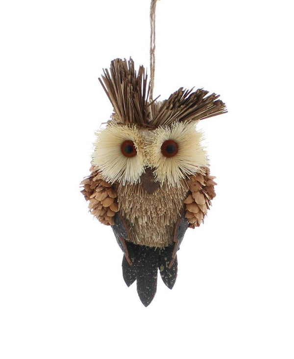 Festive 15cm Bristle Owl Decoration