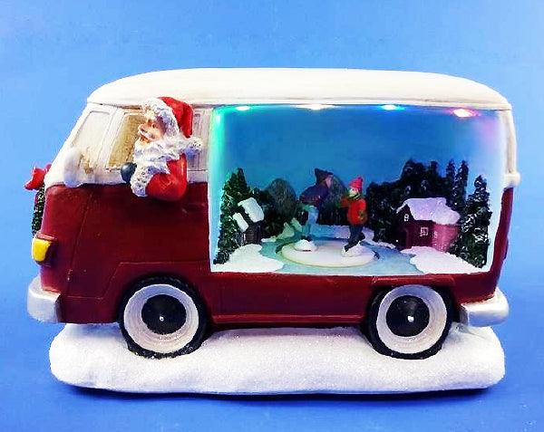 Festive Bo Lit Camper Van With Christmas Scene 21cm