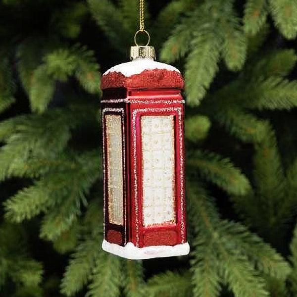 Festive Red Glass Telephone Box 11cm