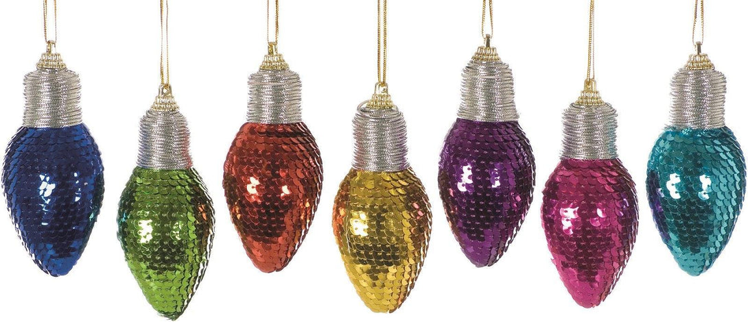 Festive Sequin Light Bulb Tree Decoration - 11cm - Towsure